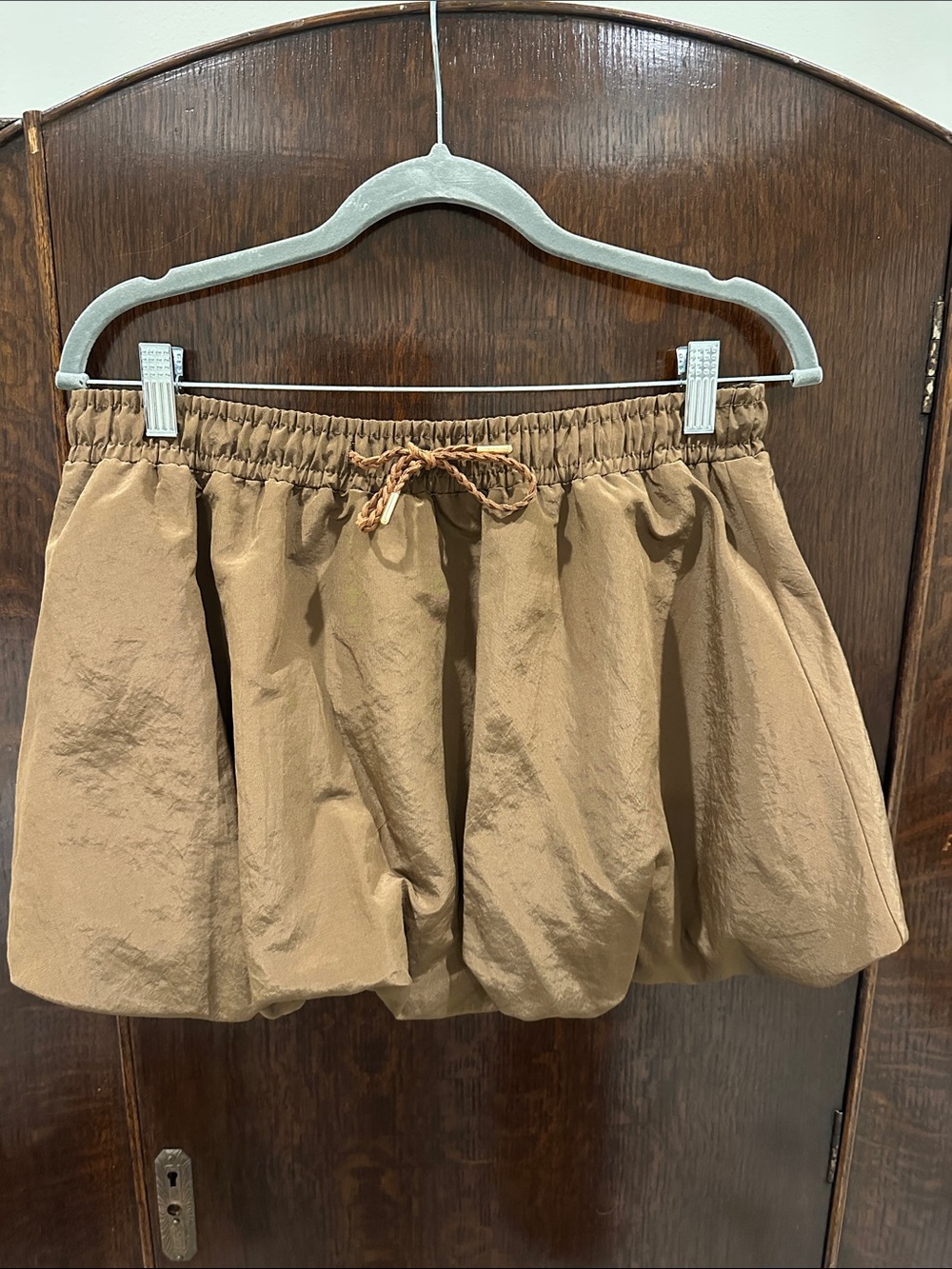 Zara Bubble Skort in Brown with Drawstring